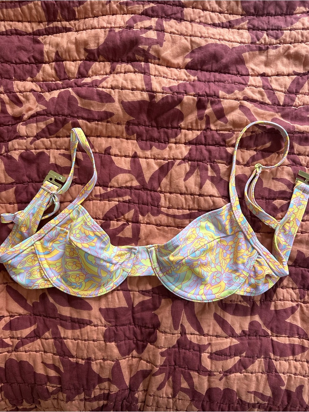 Kulani Pastel Paisley Bikini Bottoms - Yellow & Light Blue
